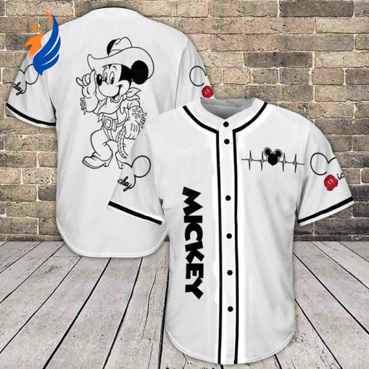 Mickey Mouse Cowboy Lover Gift: Unique Baseball Jersey for Disney Fans - Bafud