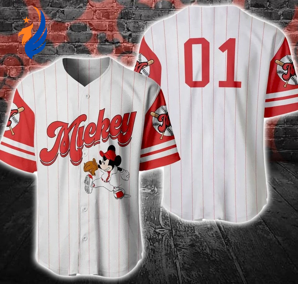Mickey Playing Sport 2023 Baseball Jersey - Customizable Name & Number Perfect Disney Gift for Fans - Bafud