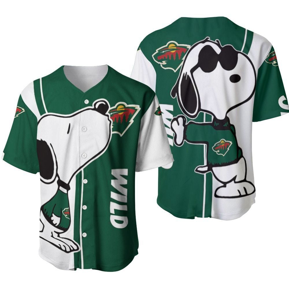 Minnesota Wild snoopy lover Printed Baseball Jersey - Gift for Women Men - Bafud
