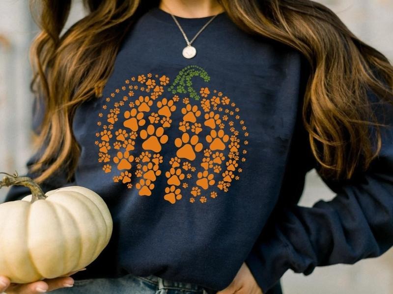 paw pumpkin shirt, paw print shirt, pumpkin dog shirt, dog halloween shirt,retro pumpkin, Halloween Shirt, Halloween Sweatshirt,Thanksgiving