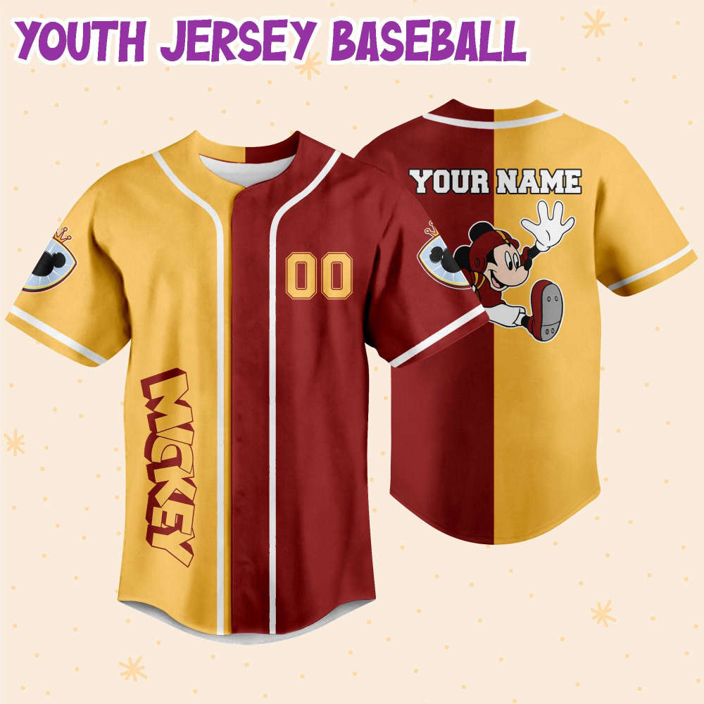 Custom Mickey Rugby Baseball Jersey - Personalized Disney Sports Gear - Bafud