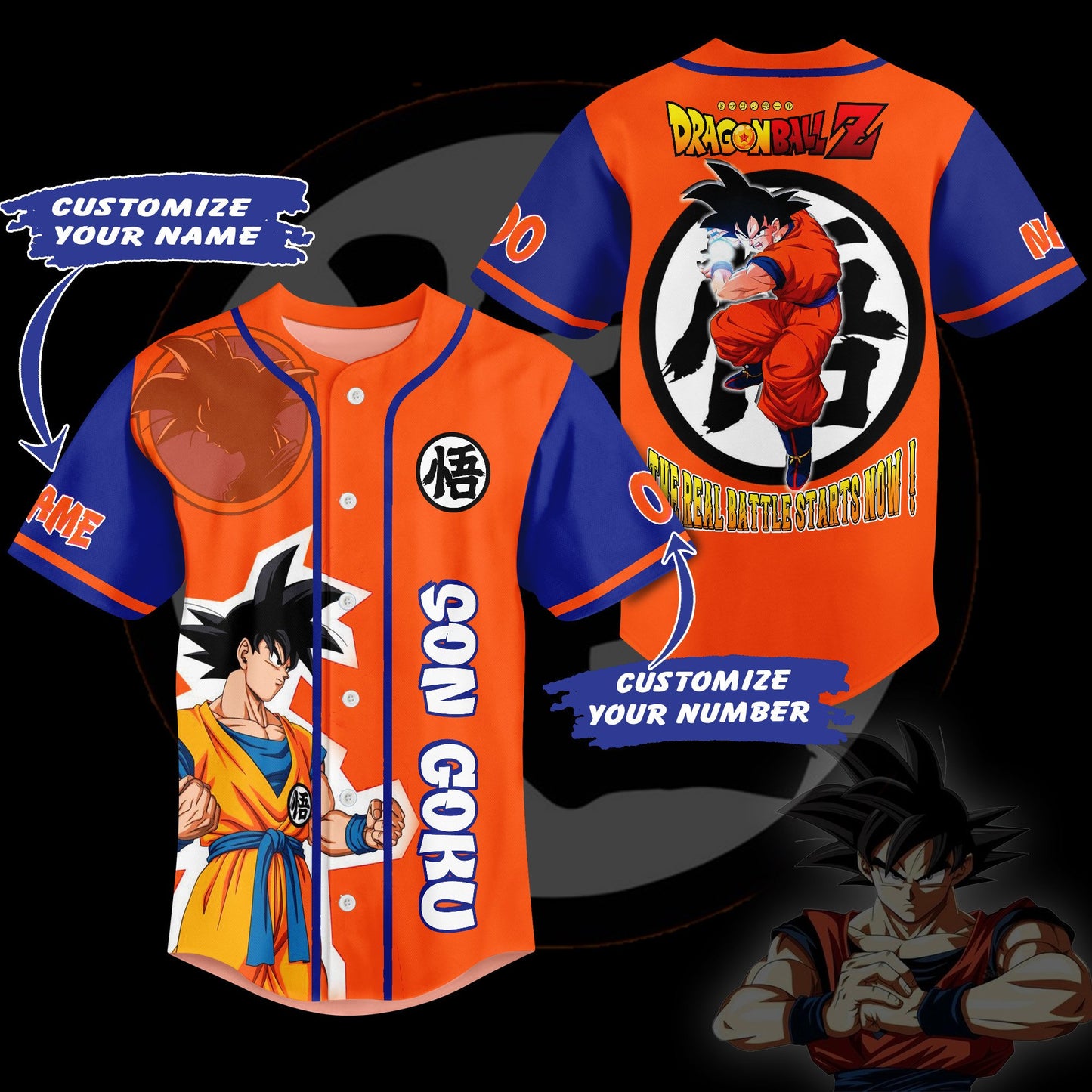 Personalized Son Goku Dragon Ball Anime Baseball Jersey