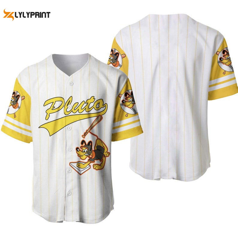 Pluto Dog All Over Print Pinstripe Baseball Jersey - lylyprint.com