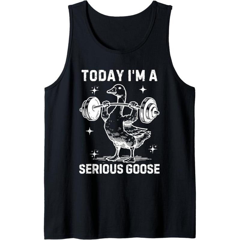today i'm a serious goose funny lifting weights fitness gym Tank Top made in usa