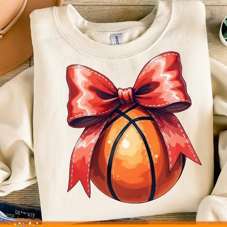 Basketball sweatshirt/hoodie/tshirt, Game Day Coquette Bow hoodie, Basketball mom tshirt, Game Day, Retro Basketball tshirt