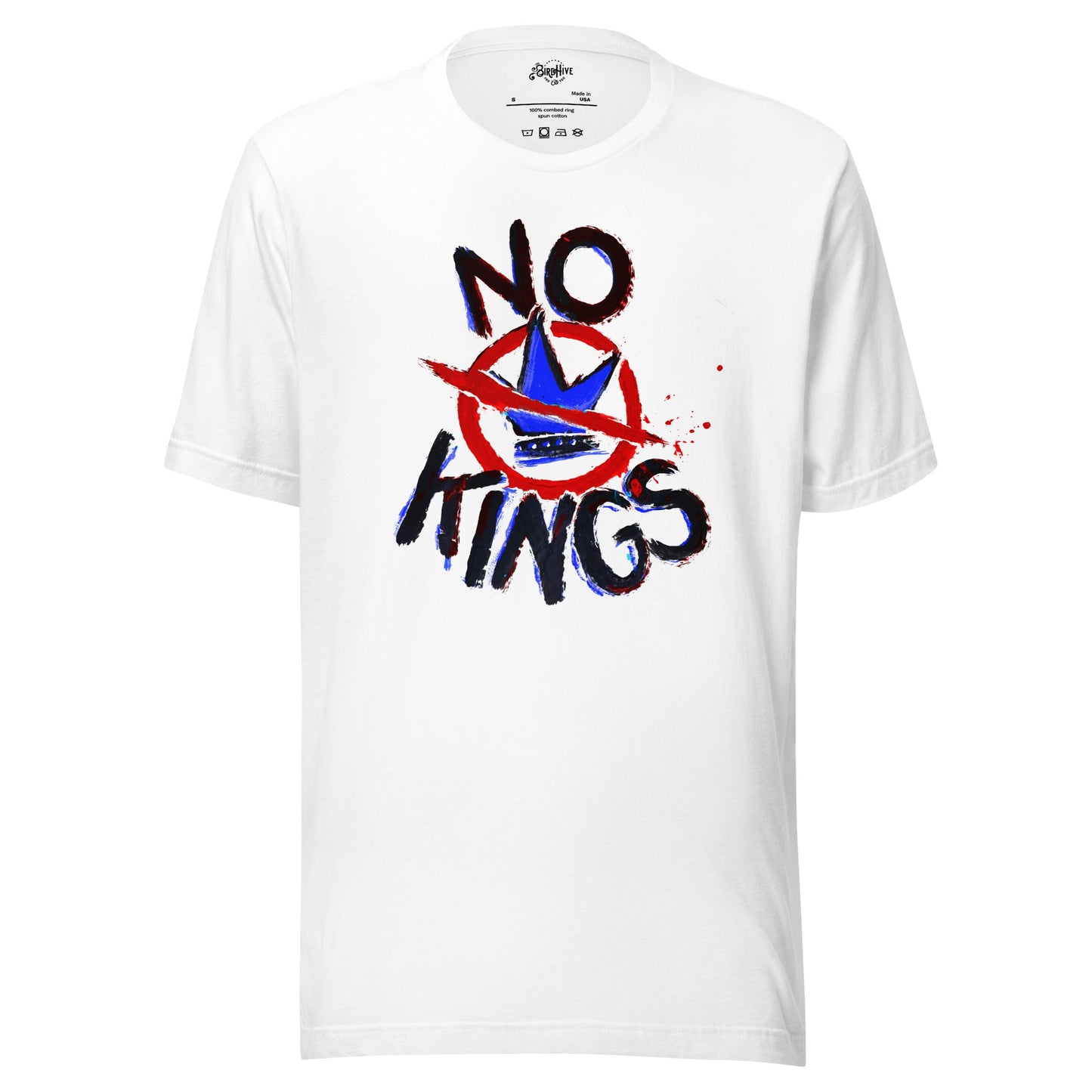 "No Kings" 100%Made in USA- Unisex t-shirt, white