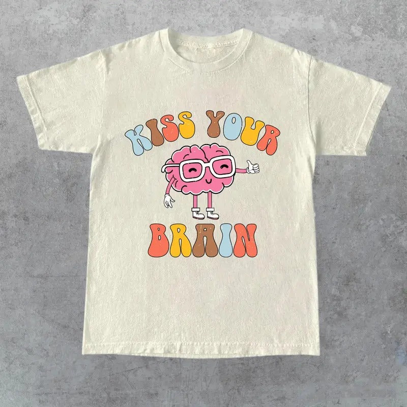 x Teacher Shirt, Kiss Your Brain Shirt, Teacher Appreciation Gift, Retro Teacher Shirt, New Teacher Gift, Sped Teacher Shirt, Back To School Cotton Comfort Unisex Crewneck, Gift for Her, Gift for Him, Gift for Friend
