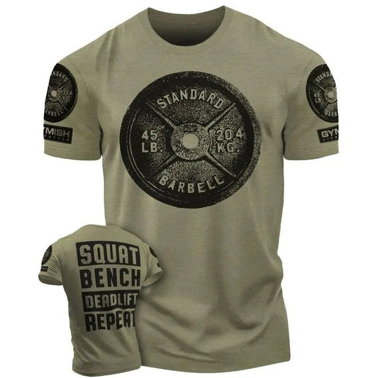 001. SQUAT, BENCH, DEADLIFT Funny Motivational Workout Gym T-Shirt for Men