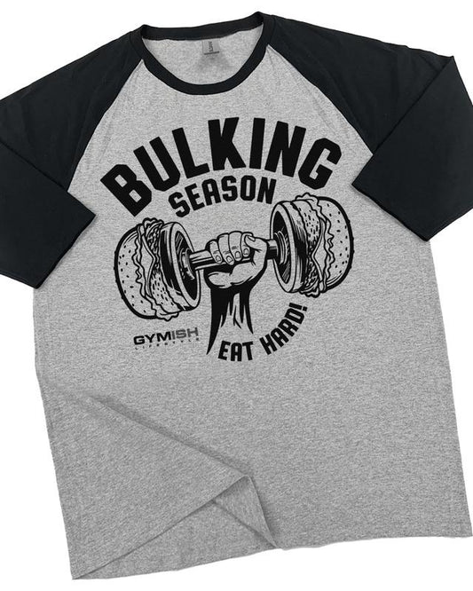 070. RAGLAN Bulking Season Funny Workout Gym T-Shirt for Men