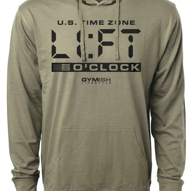 089. Lift O'Clock Funny Workout Gym Hoodie for Men Cotton Menswear