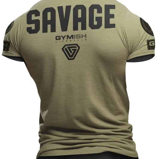 097. Savage Back Design Workout T-Shirt for Men