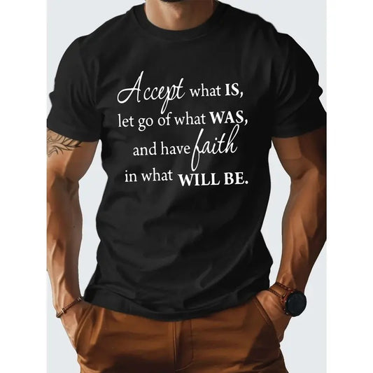 1 pc, 100% cotton T-shirt, ACCEPT WHAT IS Pure Cotton Men's Tshirt Comfort Fit Made in USA