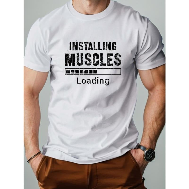 1 pc, 100% cotton T-shirt, INSTALLING MUSCLES LOADING Pure Cotton Men's Tshirt Comfort Fit Made in USA