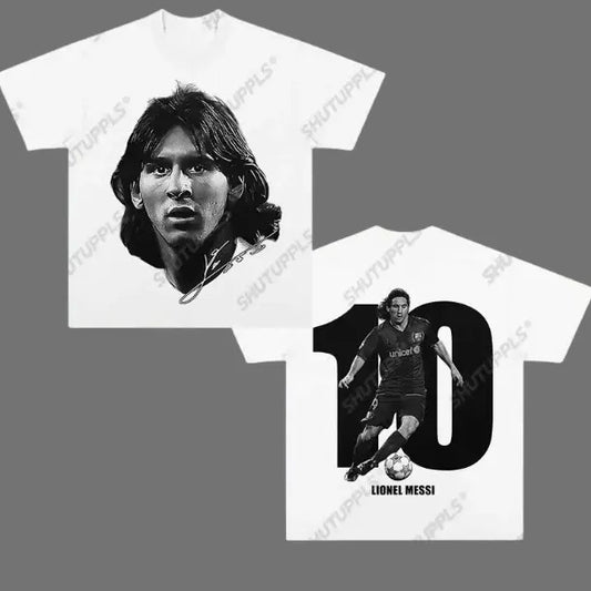 10 Messi T-Shirt, Messi 2-Sided Vintage Tee, Unisex Soccer Shirt, Graphic Tees, Menswear Womenswear Streetwear