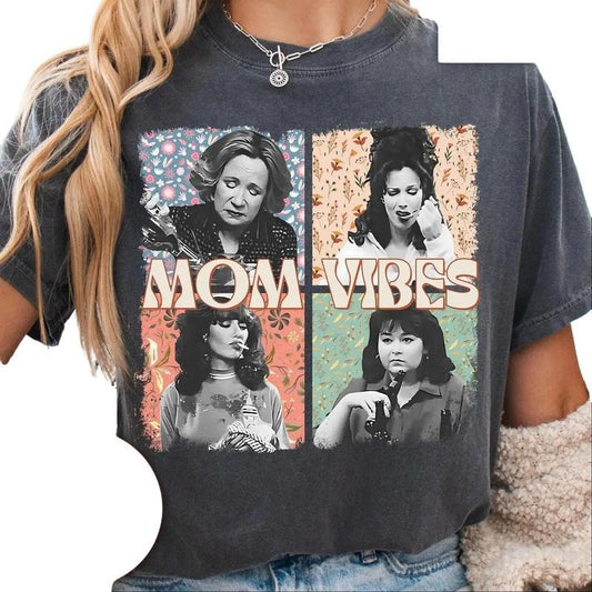 [100% COMFORT COLORS] Mom Vibes Shirt, Funny Mom Life Shirt, Retro Mother's Day Gift, Cool Mom Gifts for men women