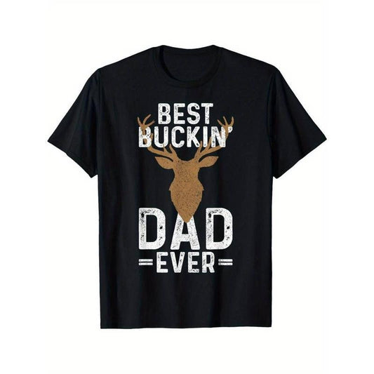 [100% Cotton] Best Buckin' Dad Ever Deer Hunting Funny Deer Hunter Gift T-Shirt Summer