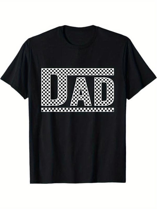 [100% Cotton] Checkered Dad Black White Funny Dad Father's Day Mens Funny T-Shirt