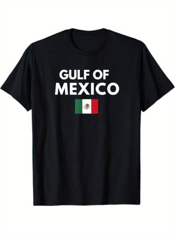 [100% Cotton] Gulf of Mexico Graphic Cotton T-Shirt for Men - Casual Crew Neck