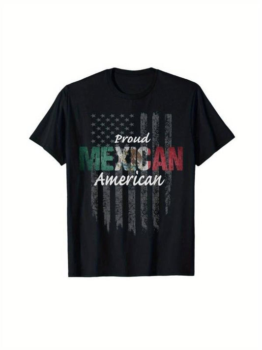 [100% Cotton] Men's Proud Mexican American Cotton T-Shirt
