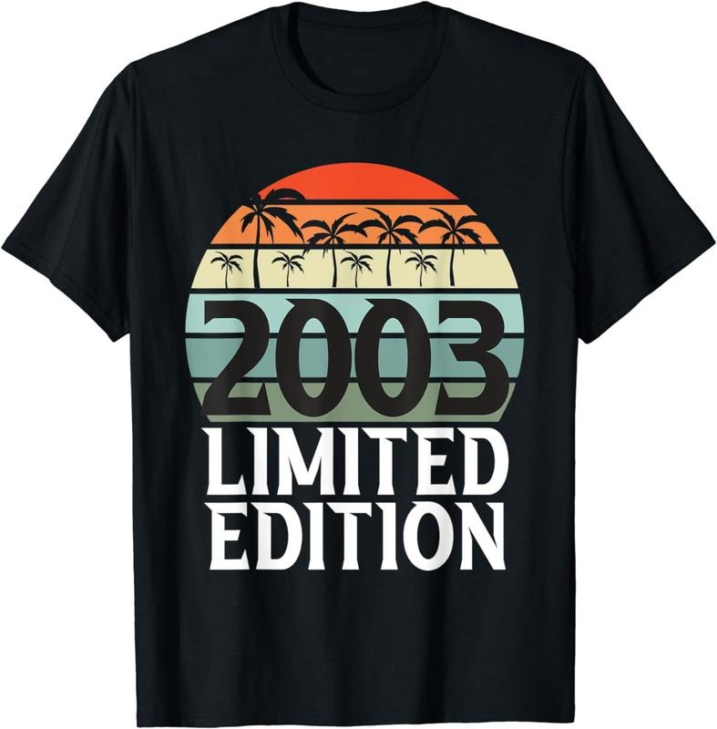 [100% Cotton] Vintage 2003 Limited Edition 2003 Year of Birth Birthday Breathable casual T-shirt