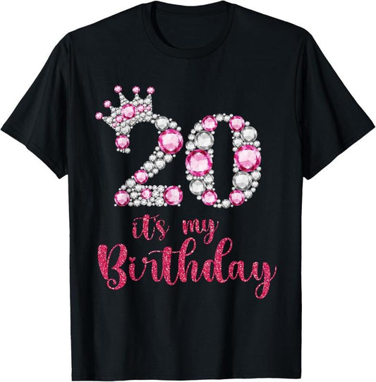 100% Cotton 20 It's My Birthday 20th Birthday 20 Years Old Bday T-Shirt