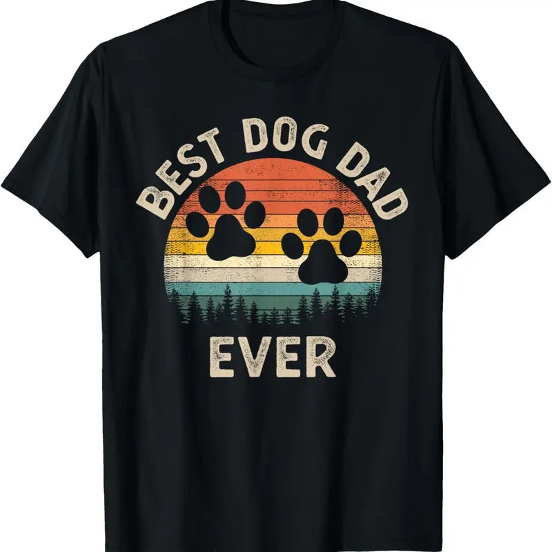 100% Cotton Best Dog Dad Ever Vintage Father's Day Dog Lover T-Shirt