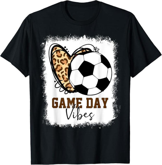 100% Cotton Bleached Soccer Game Day Vibes Soccer Mom Game Day Season T-Shirt