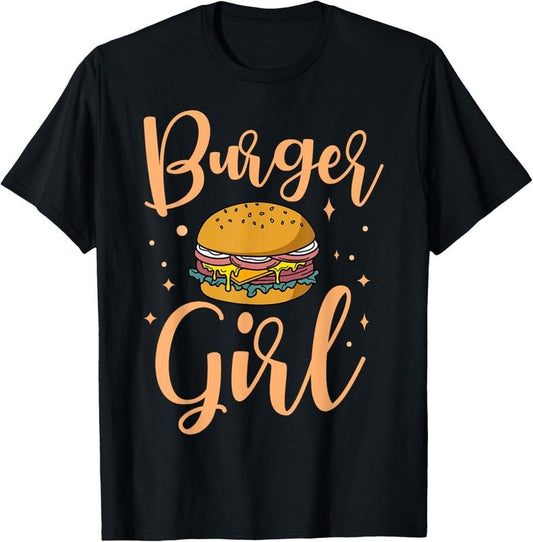 100% Cotton Burger Girl Hamburger Fast Food Snacks Lover T-Shirt