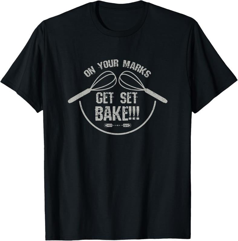 100% Cotton Cake Baking British Get Set Bake Cupcake Pastry Chefs Baker T-Shirt