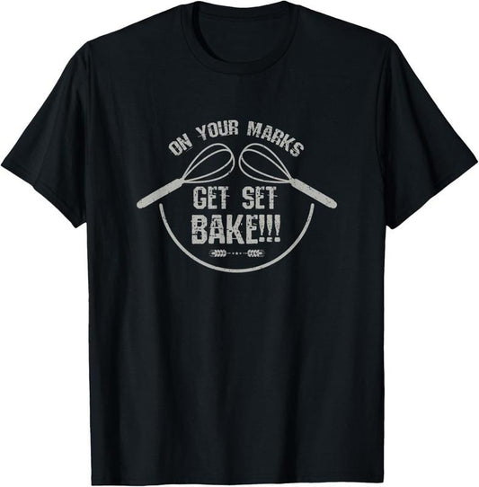 100% Cotton Cake Baking British Get Set Bake Cupcake Pastry Chefs Baker T-Shirt