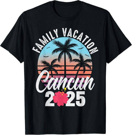 100% Cotton Cancun Mexico Family Vacation 2025 Matching Family Vacation T-Shirt