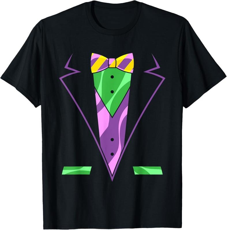 100% Cotton Carnival Masquerade Tuxedo Men Gift Parade Mardi Gras T-Shirt