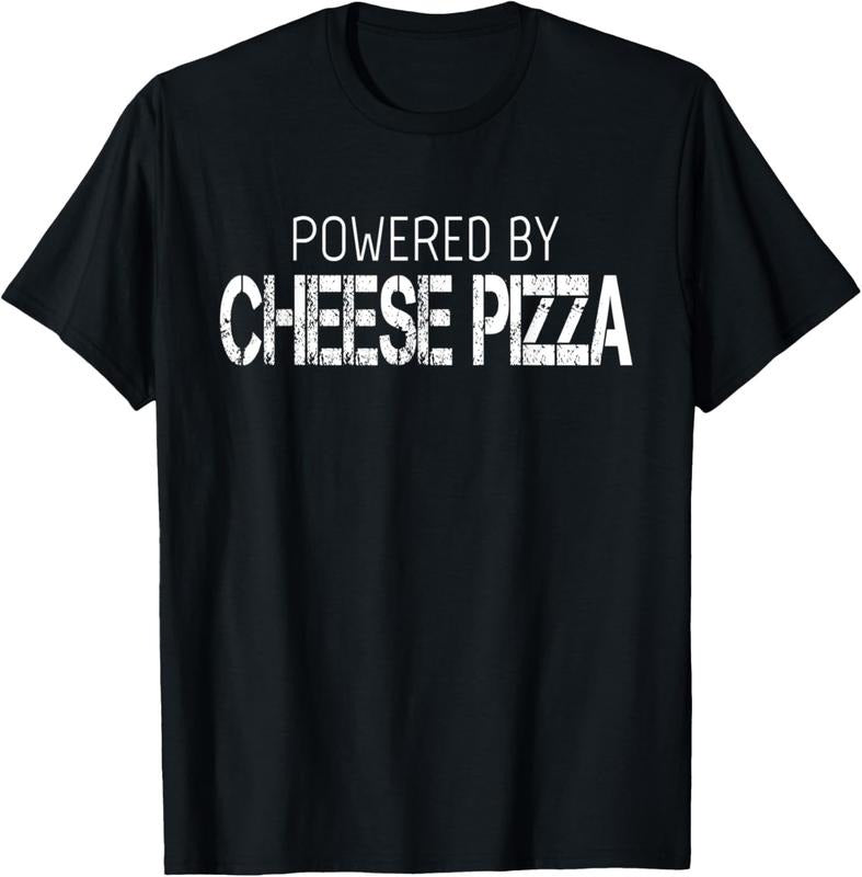 100% Cotton Cheese Pizza Lover - Powered By Cheese Pizza T-Shirt