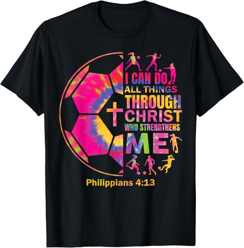 100% Cotton Christian Soccer t Shirt Girls Teen  Christ Religious T-Shirt