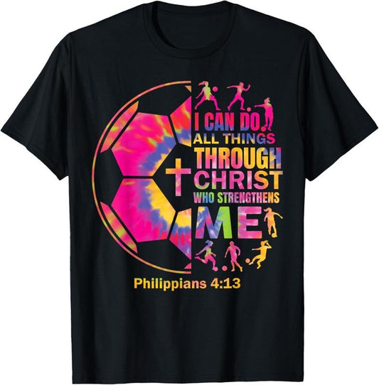 100% Cotton Christian Soccer t Shirt Girls Teen  Christ Religious T-Shirt