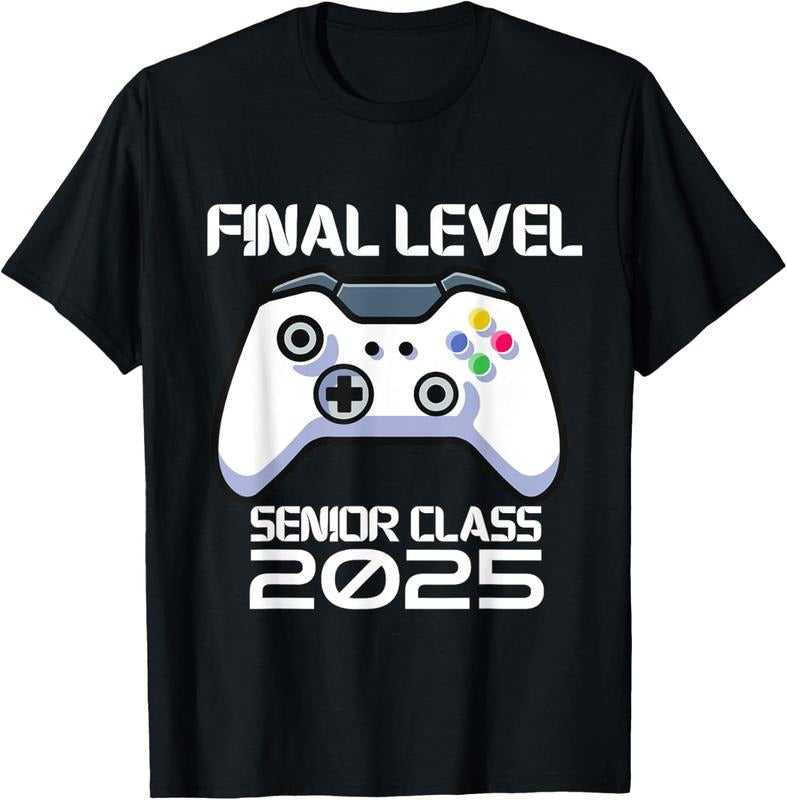 100% Cotton Class of 2025 Senior Video Game Final Level School Gamer T-Shirt