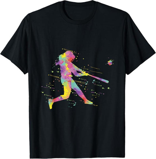 100% Cotton Classic Softball Girl T-Shirt - Black, Polyester & Cotton, Short Sleeve, Letter Print