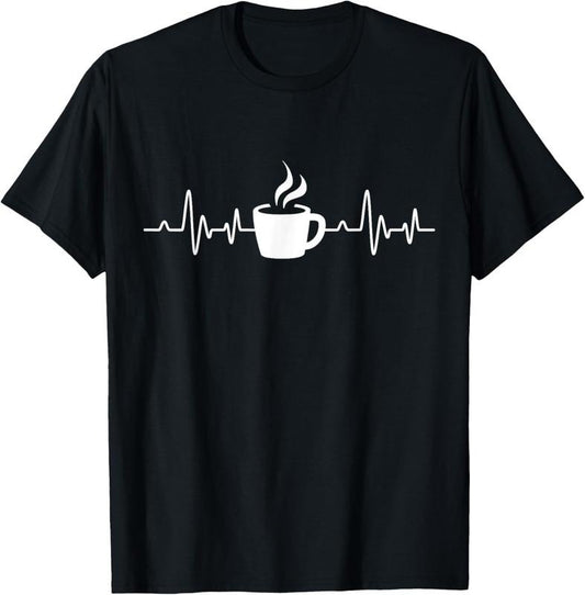 100% Cotton Coffee Heartbeat - Drinking Coffee T-Shirt