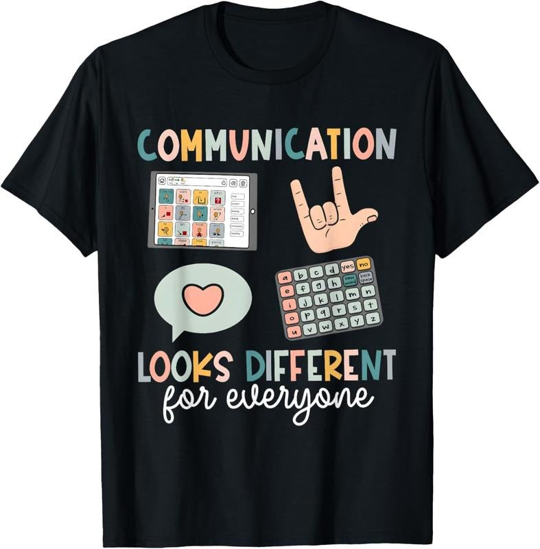 100% Cotton Communication Looks Different For Everyone SPED Teacher ASD T-Shirt