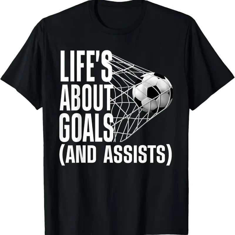 100% Cotton Cool Soccer For Men Women Soccer Lovers Player Football Goal T-Shirt