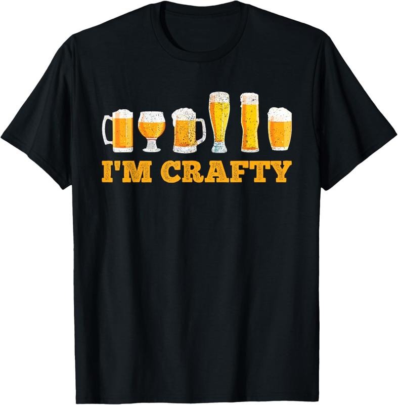 100% Cotton Craft Beer I'm Crafty Home Brew Beer T-Shirt
