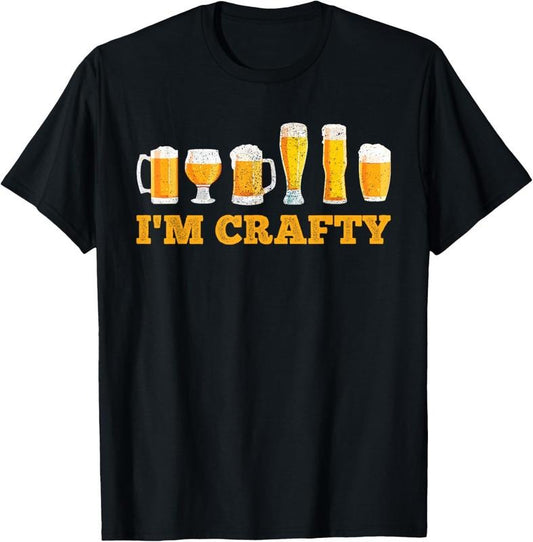 100% Cotton Craft Beer I'm Crafty Home Brew Beer T-Shirt