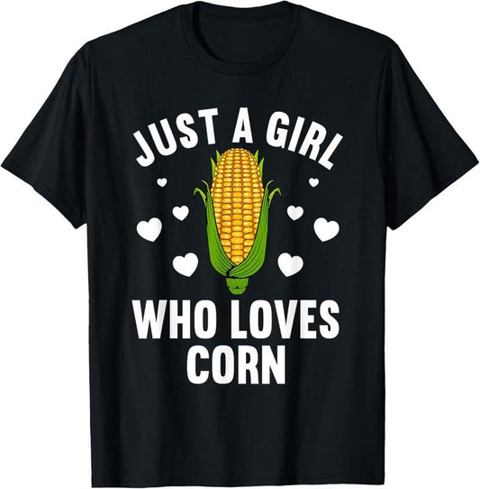 100% Cotton Cute Corn Art For Women Girls  Kernel Corn Cob Lovers T-Shirt