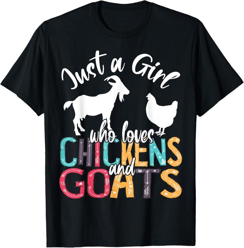 100% Cotton Cute Just A Girl Who Loves Chickens Goats Farmer Girls T-Shirt