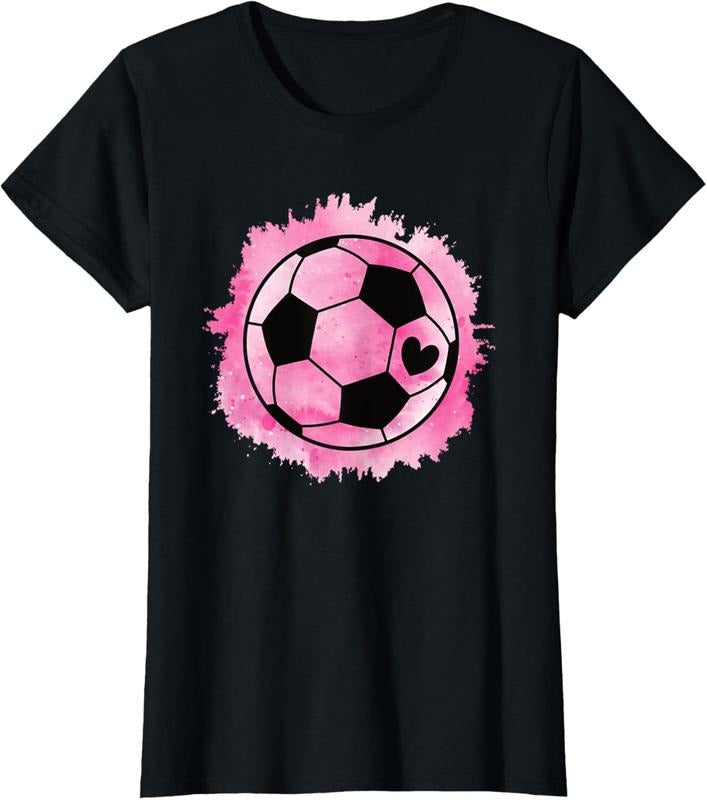 100% Cotton Cute Soccer Girl Player Soccer Lover Women Girls  T-Shirt