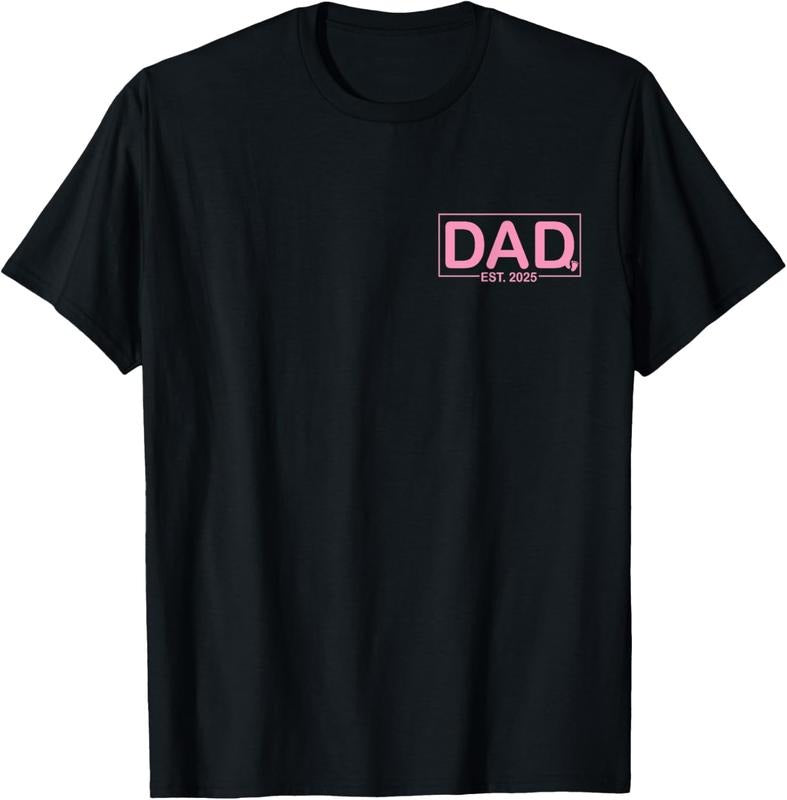 100% Cotton Dad Est. 2025 Logo Dad Girl Loading New Dad 2025 Dad To be T-Shirt