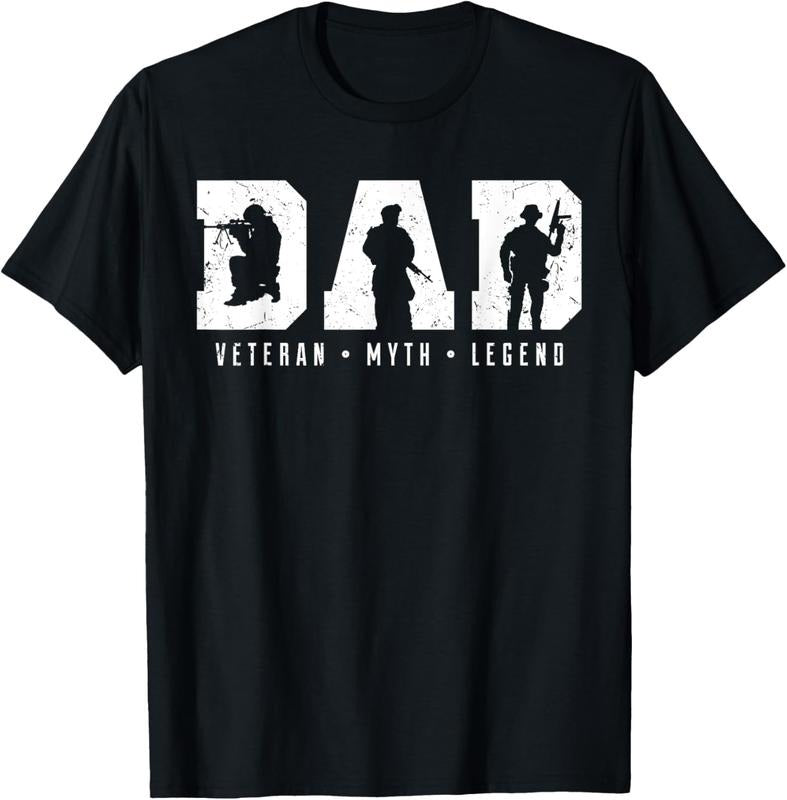 100% Cotton Dad Veteran Myth Legend Dad Military Father Gift T-Shirt
