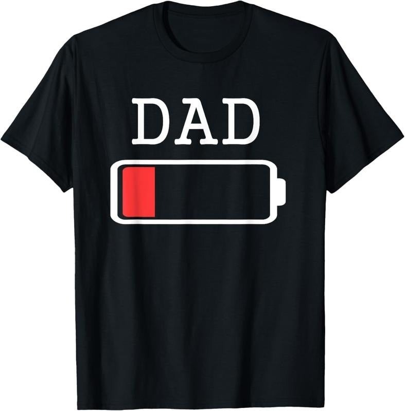 100% Cotton Daddy Low Battery T-Shirt Empty Matching Father Shirts T-Shirt