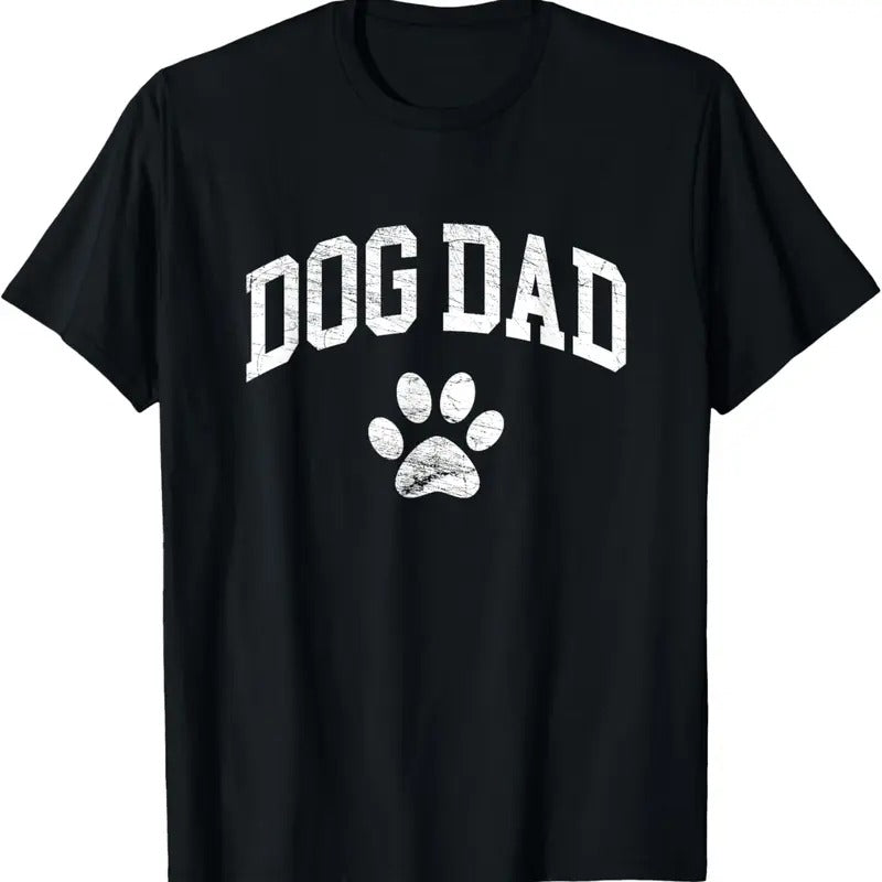 100% Cotton Dog Dad - Distressed Design Style - Funny Dog Paw - Classic T-Shirt
