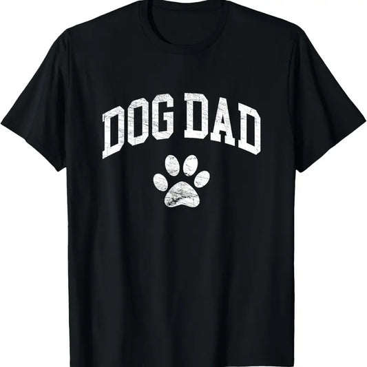 100% Cotton Dog Dad - Distressed Design Style - Funny Dog Paw - Classic T-Shirt